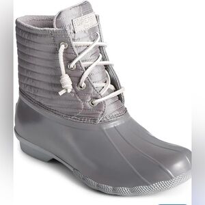 Sperry Saltwater Nylon Quilted Duck Boots Waterproof Grey Size 10